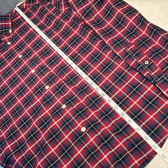 UnTuckIt Men’s Button Front Shirt Sz Large Red Blue Plaid Long Slv Wrinkle Free - Picture 6 of 6